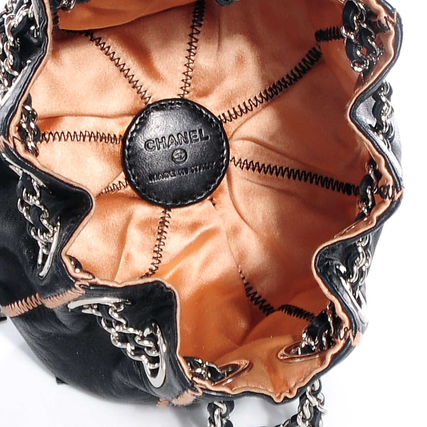 Lambskin Satin Reversible Mini Sac Cordon Black Peach