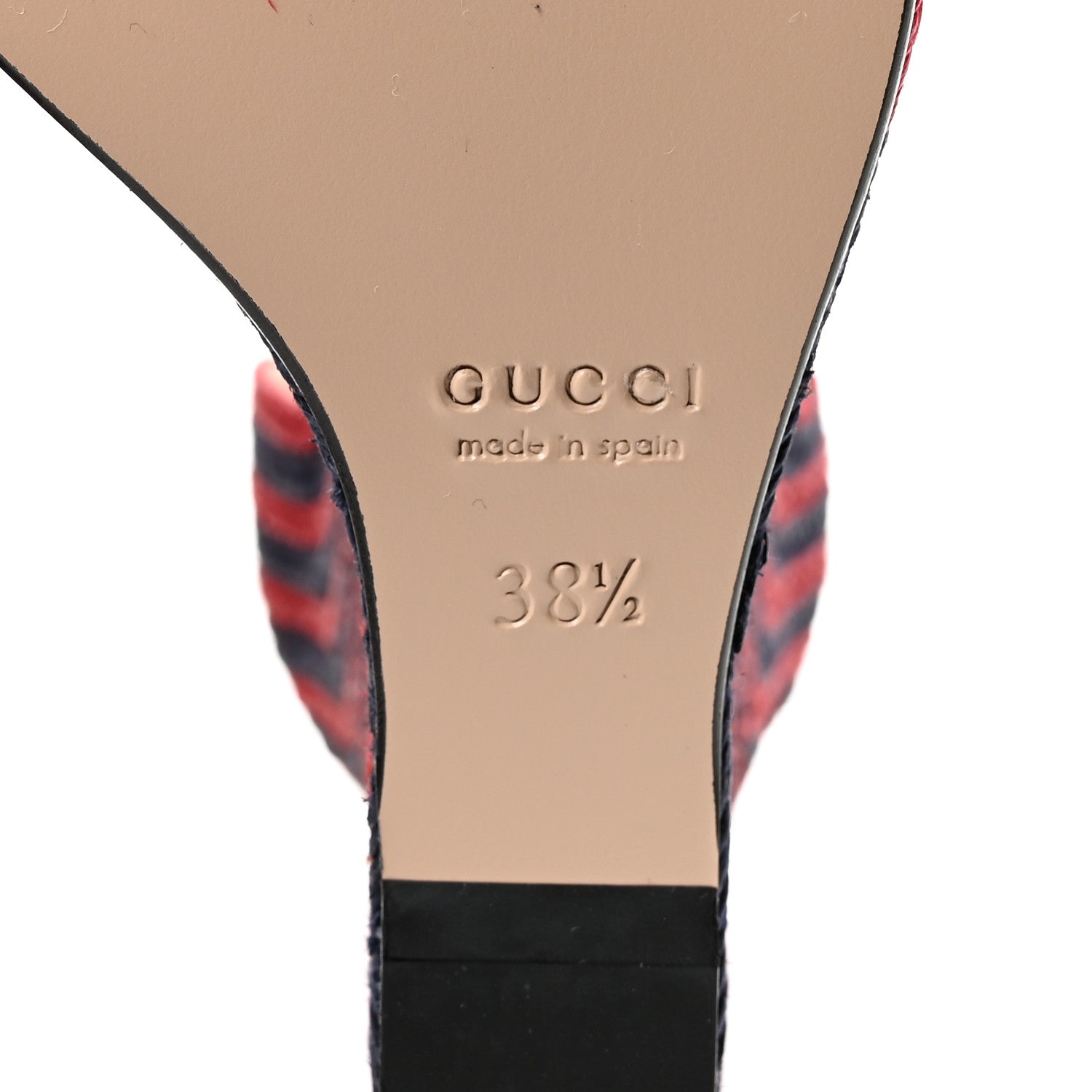 Gucci Kid Scamosciato Espadrille Platform Wedge Sandals 38.5 Red Blue 7 of 10