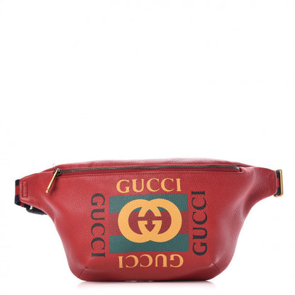Gucci Grained Calfskin Logo Belt Bag Hibiscus Red 1 of 7