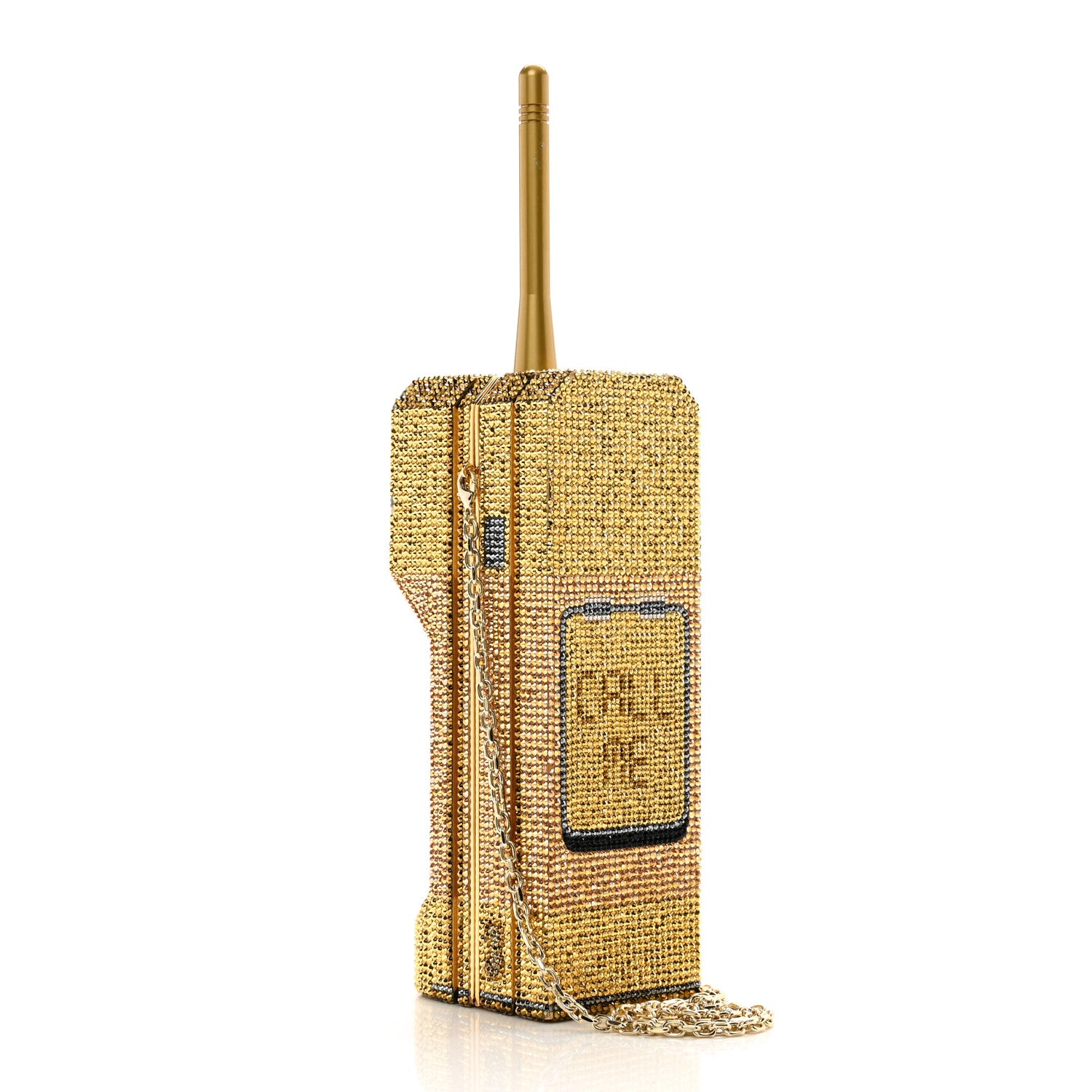Judith Leiber Austrian Crystal Call Me Brick Phone Minaudiere Clutch Multicolor Gold 3 of 11