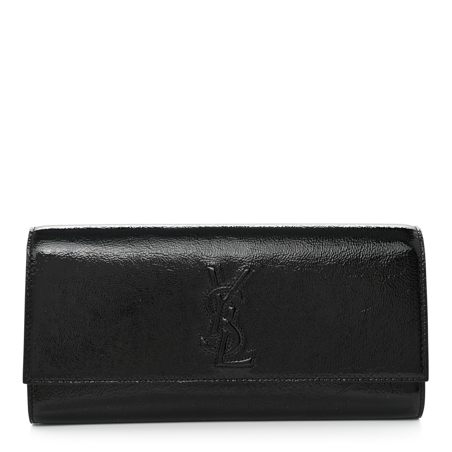 Saint Laurent Textured Patent Monogram Belle De Jour Clutch Black 1 of 11