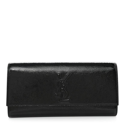Saint Laurent Textured Patent Monogram Belle De Jour Clutch Black 1 of 11