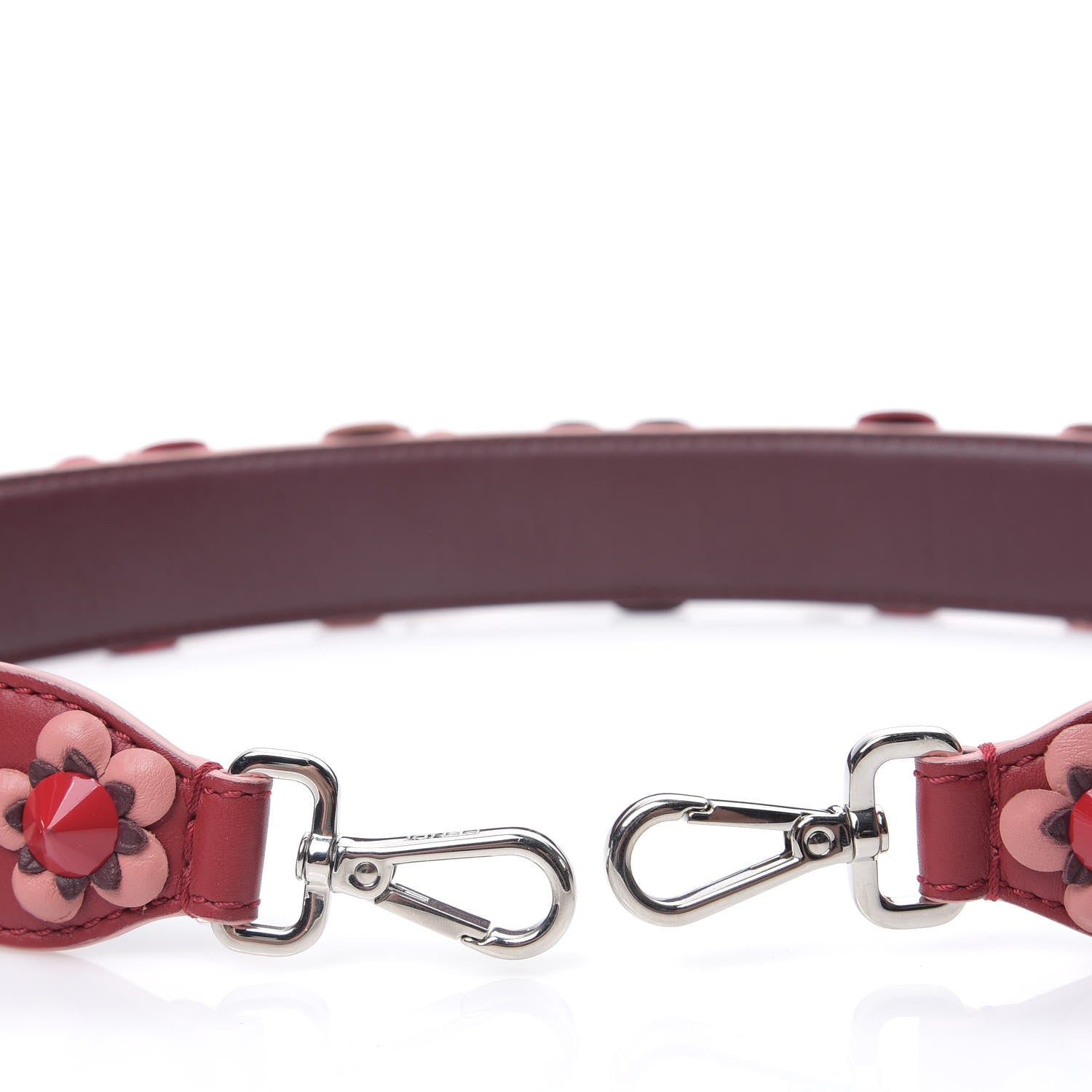 Fendi Vitello Dolce Flowerland Studded Strap You Ribes Bordeaux 3 of 4