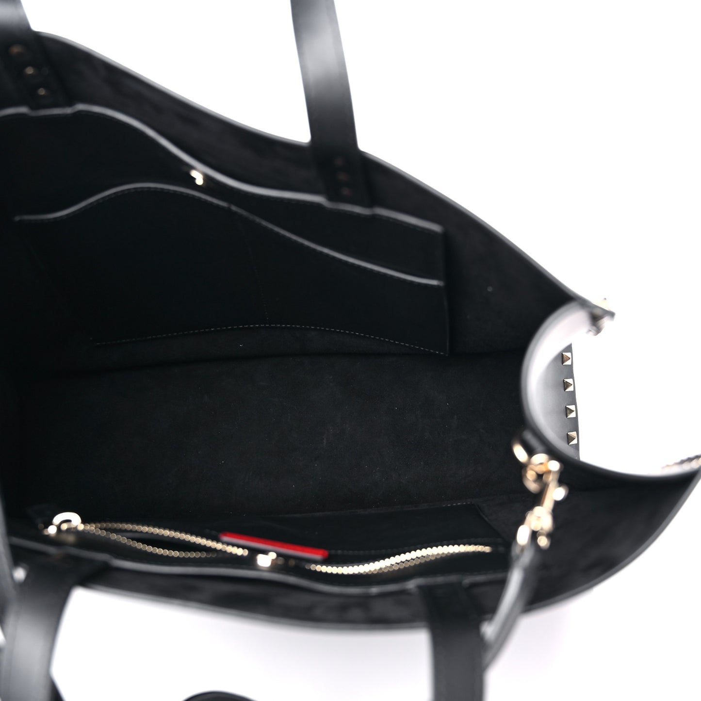 Calfskin Rockstud Vertical Tote Black