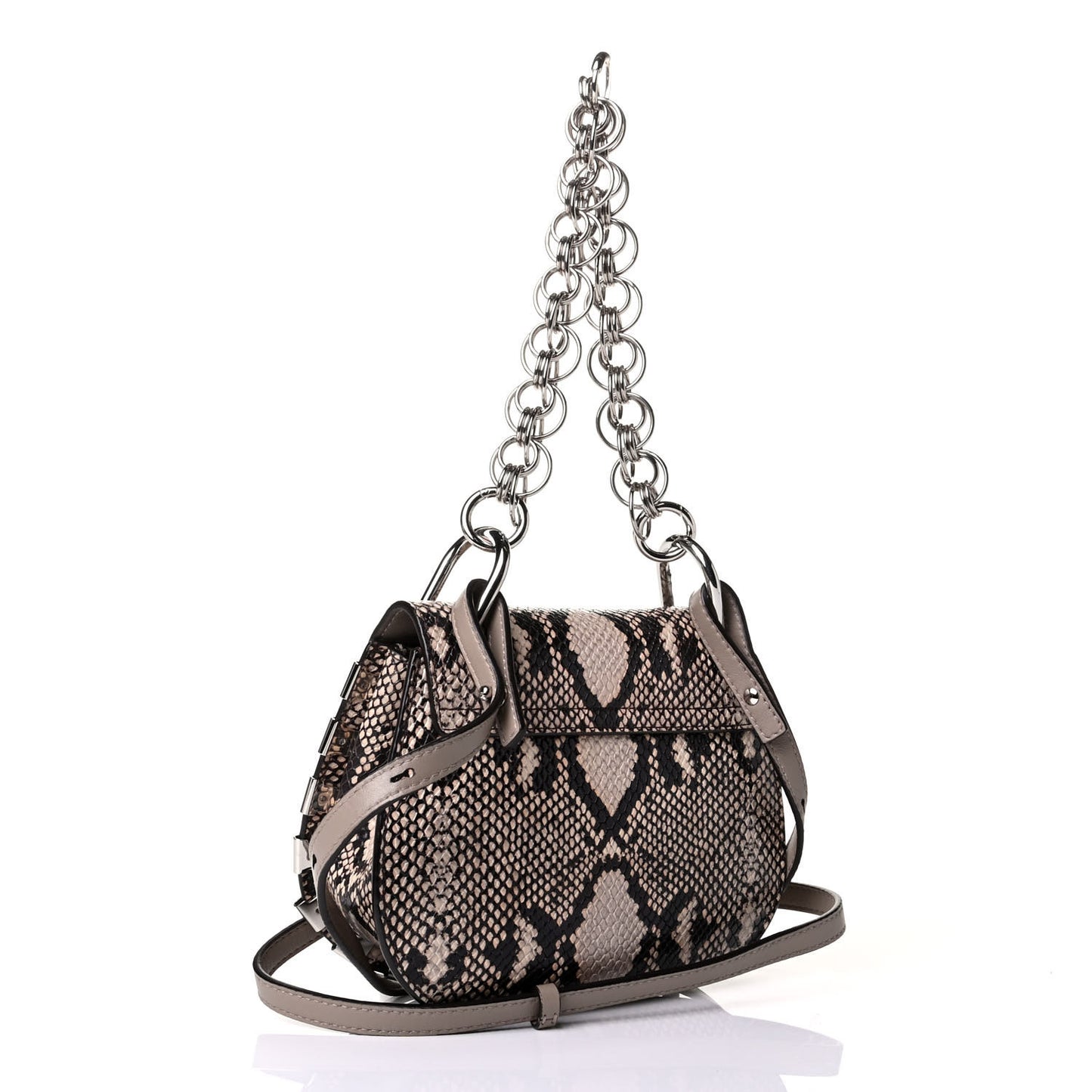 Calfskin Snake Embossed Mini Drew Bijou Shoulder Bag Eternal Grey