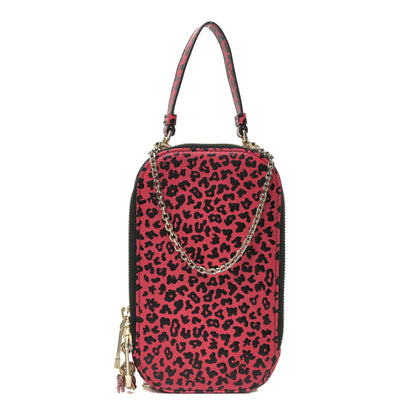 Christian Dior Calfskin Leopard Print Phone Holder Pink Black 1 of 12