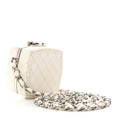 Chanel Goatskin Quilted Clutch With Chain White 3 of 10