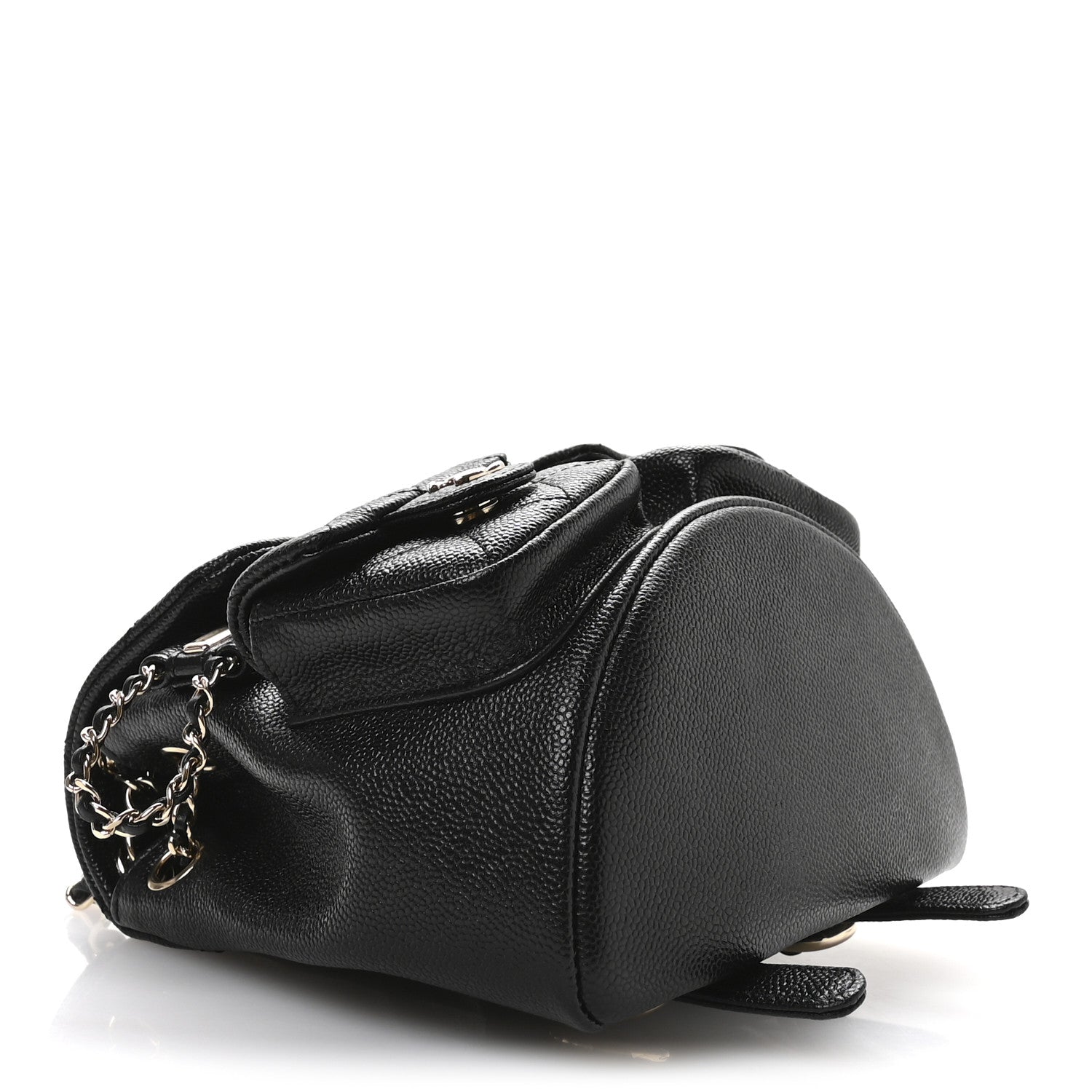 Chanel Shiny Caviar Quilted Small Duma Pockets Drawstring Backpack Black 4 of 11