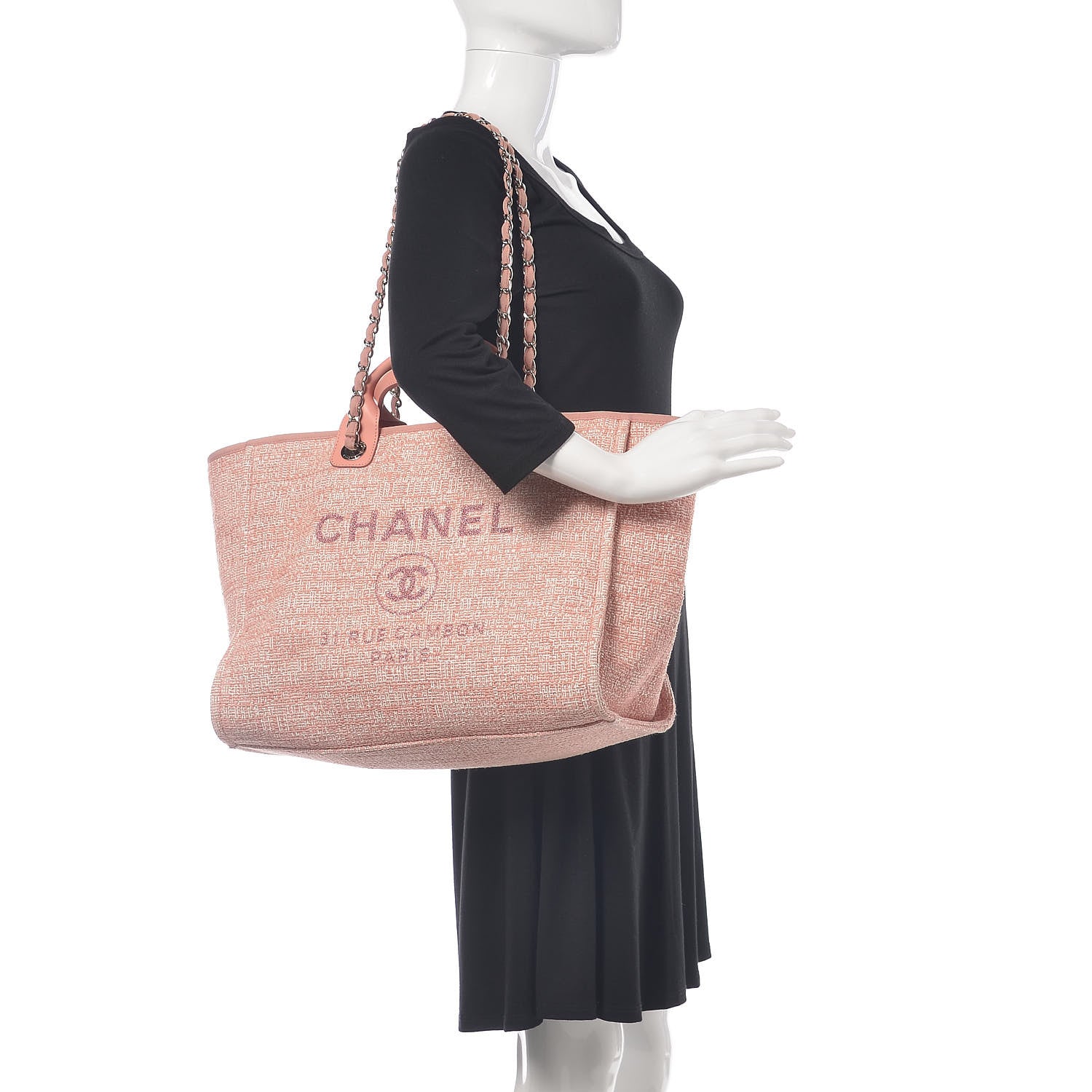 Chanel Canvas Large Deauville Tote Pink 2 of 12