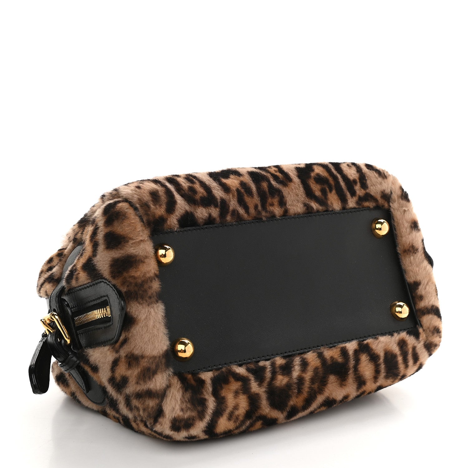 Burberry Prorsum Leopard Print Shearling Shoulder Bag Black 4 of 10