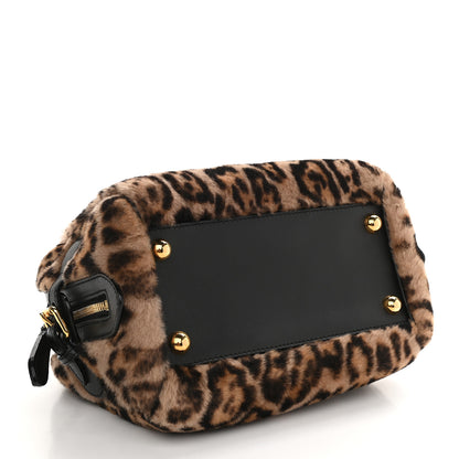 Burberry Prorsum Leopard Print Shearling Shoulder Bag Black 4 of 10