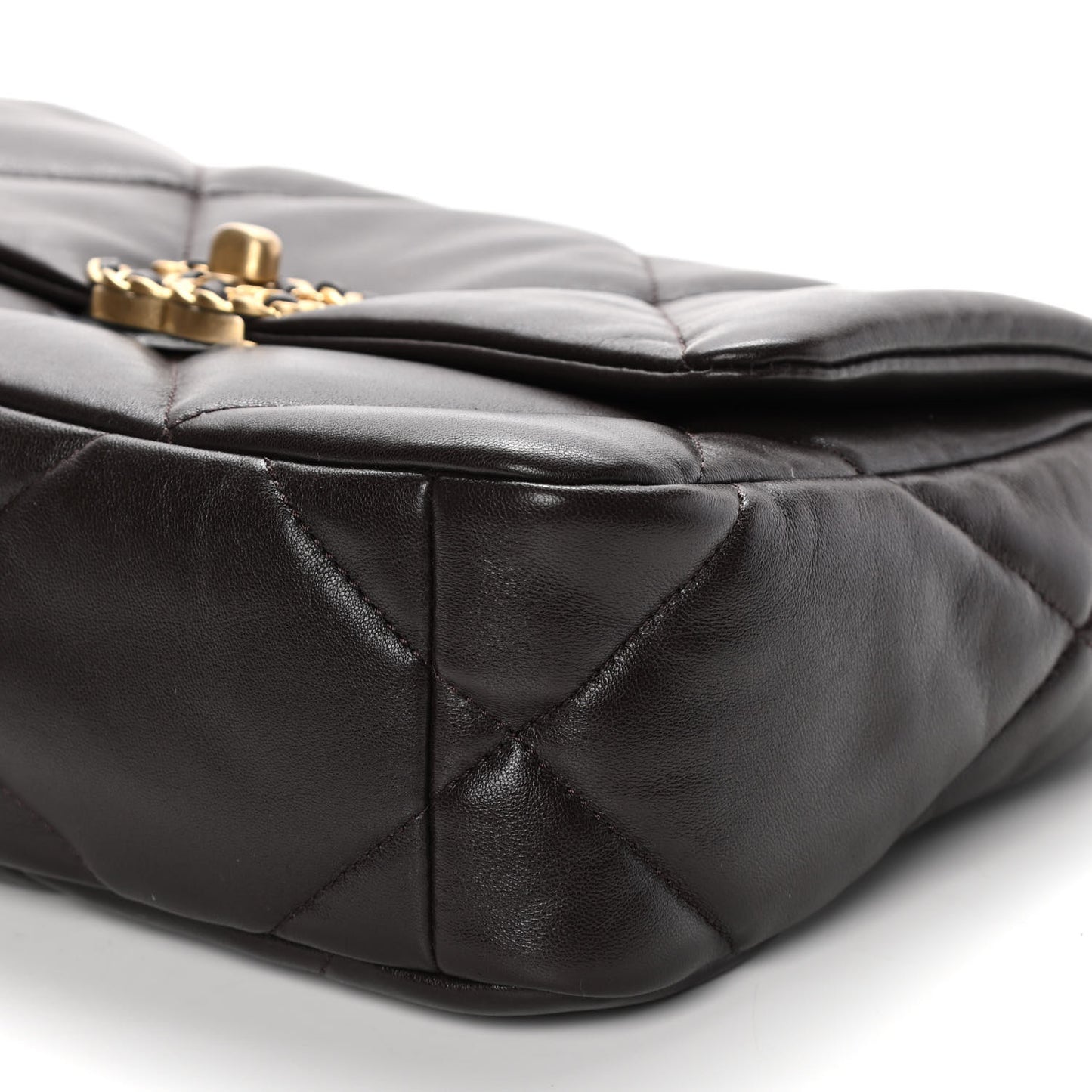 Lambskin Quilted Medium Chanel 19 Flap Dark Brown