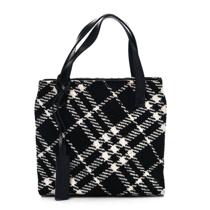 Burberry Wool Plaid Check Tote Black 1 of 10