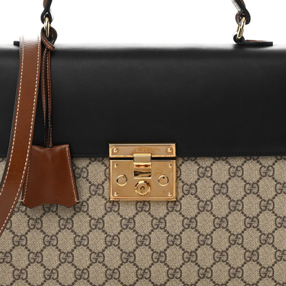 Gucci GG Supreme Monogram Calfskin Medium Padlock Top Handle Bag Beige Black Cuir 8 of 17