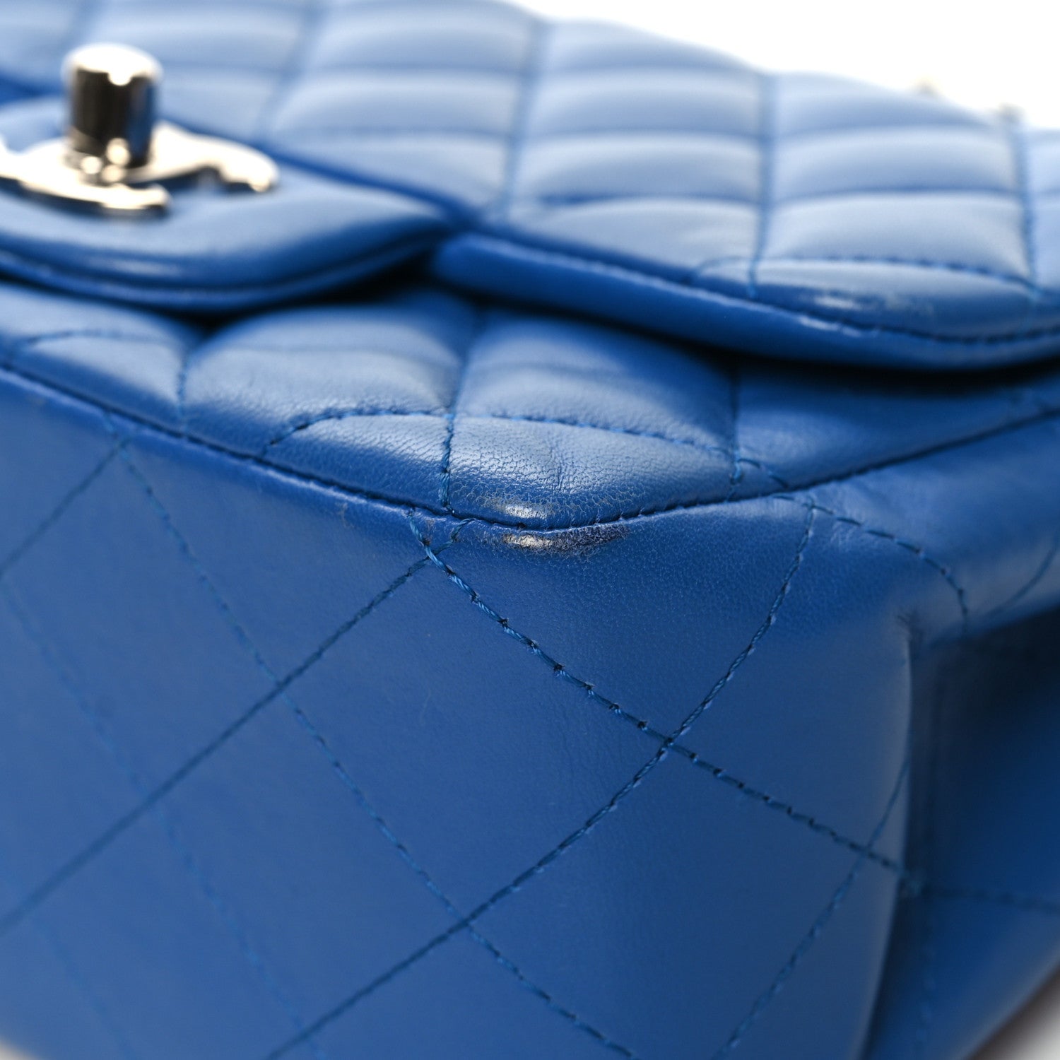 Chanel Lambskin Quilted Mini Square Flap Blue 9 of 12