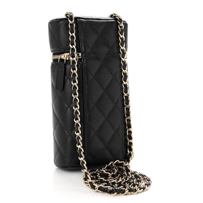 Chanel Caviar Quilted Phone Holder With Chain Black 2 of 10