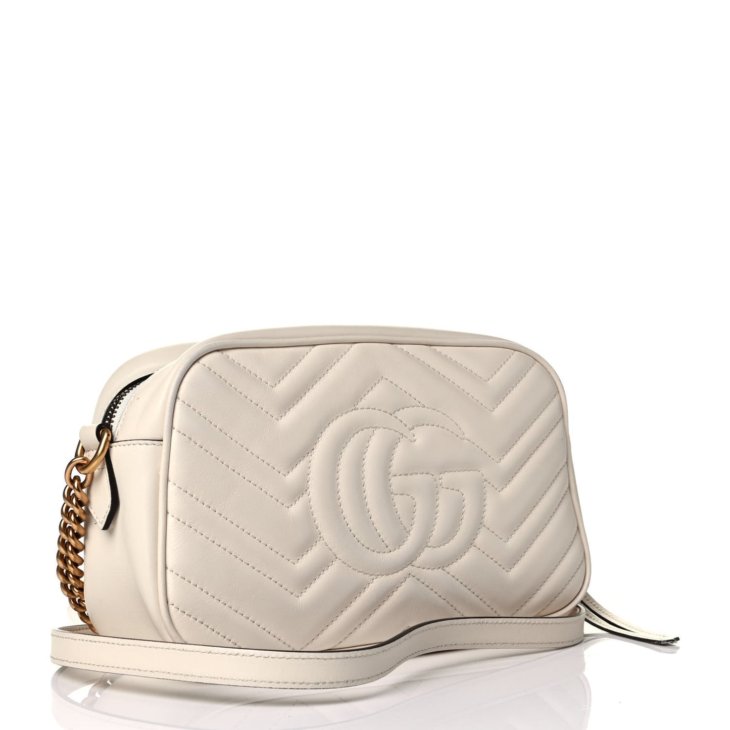 Calfskin Matelasse Small GG Marmont Chain Shoulder Bag White