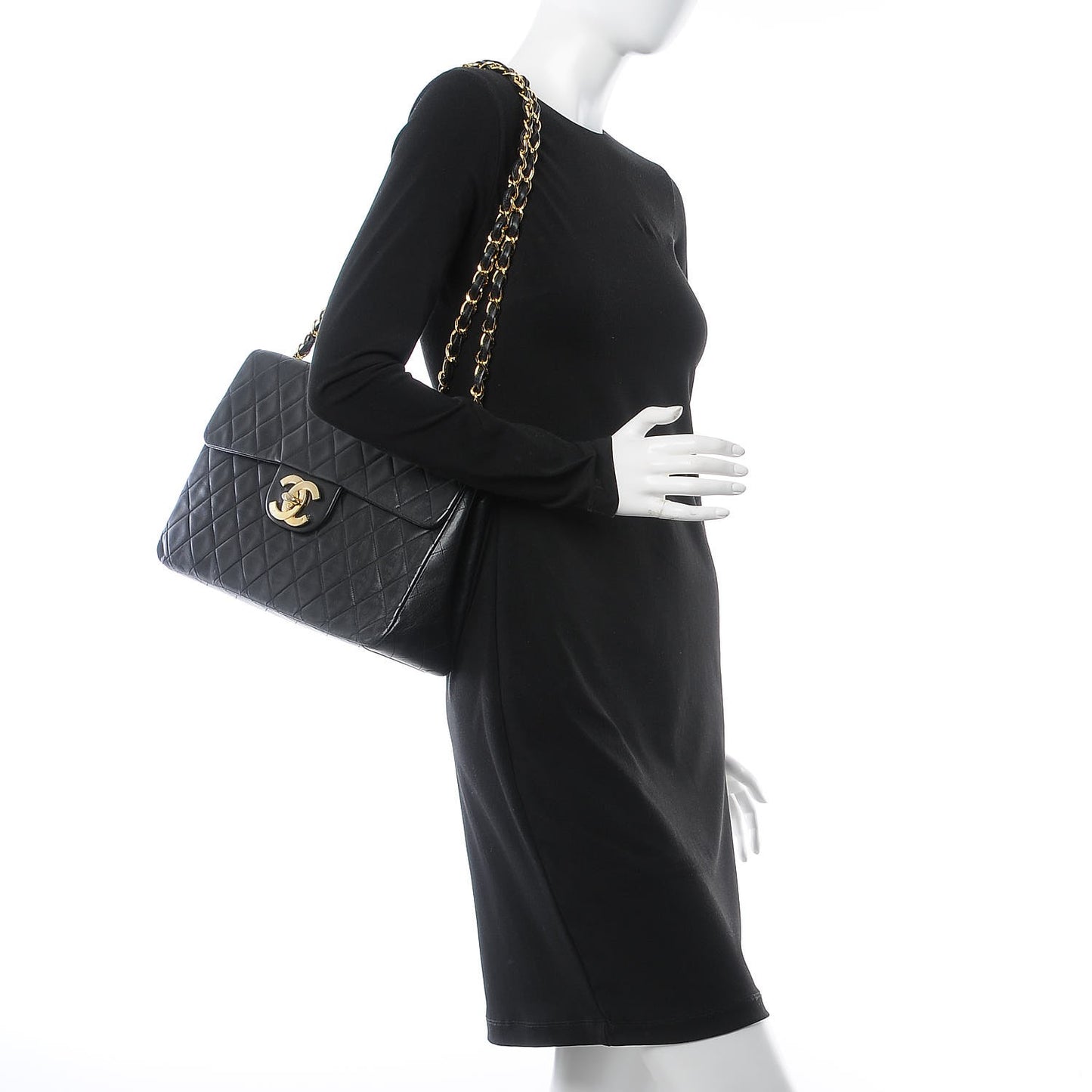 Lambskin Quilted XL Jumbo Single Flap Black