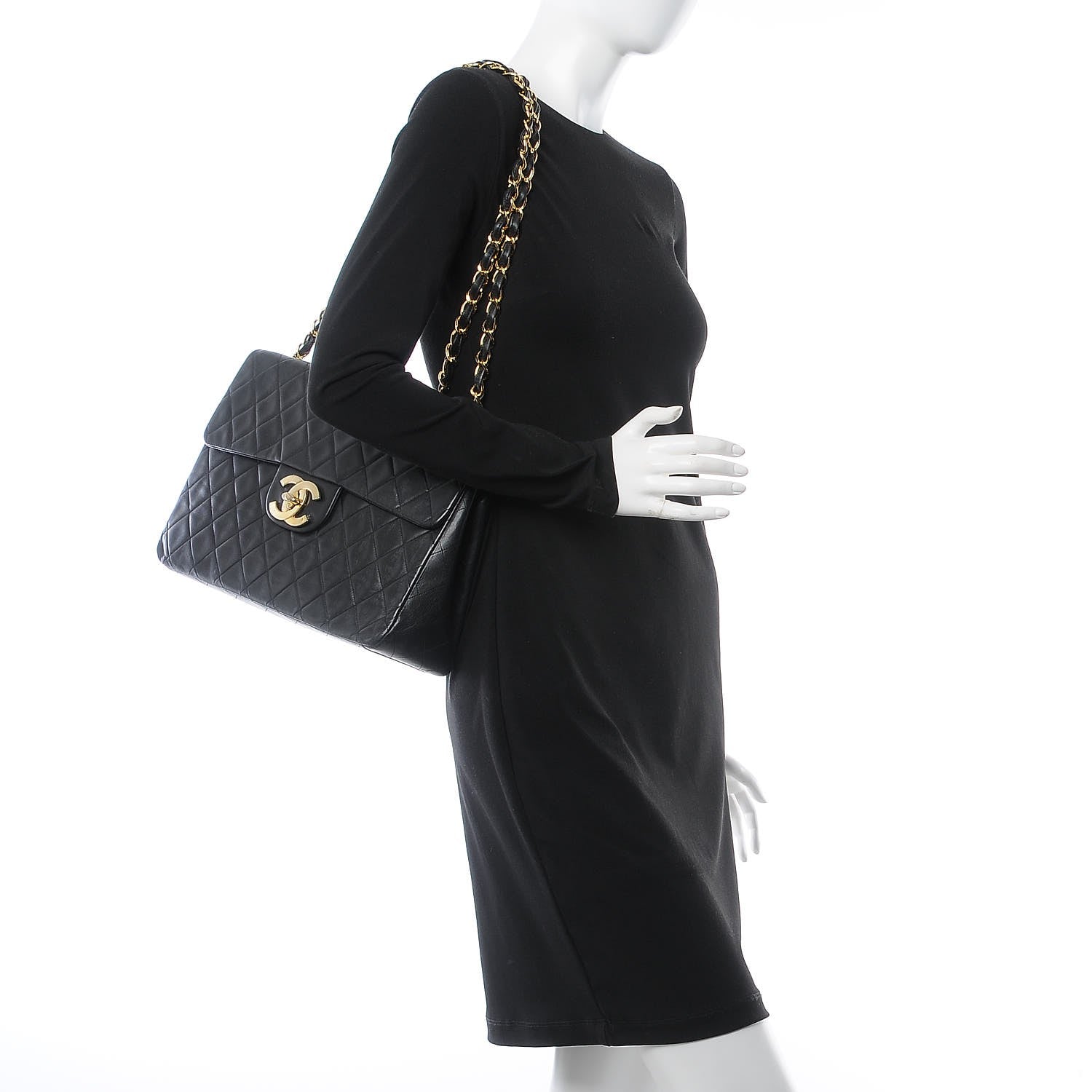 Chanel Lambskin Quilted XL Jumbo Single Flap Black 2 of 10