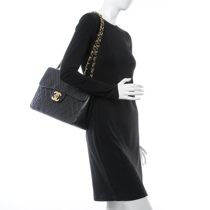 Chanel Lambskin Quilted XL Jumbo Single Flap Black 2 of 10