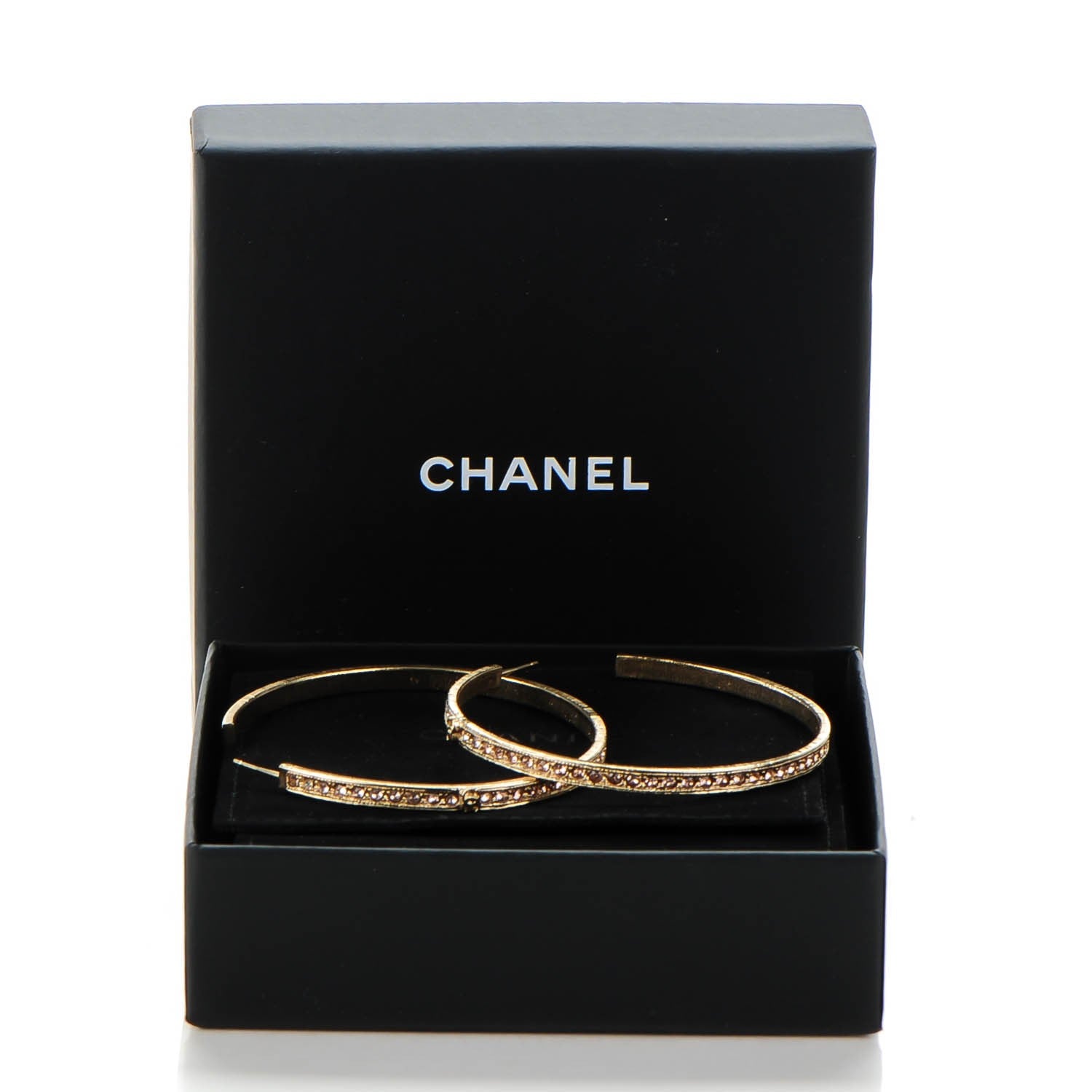 Chanel Crystal CC Hoop Earrings Gold Pale Pink 6 of 6