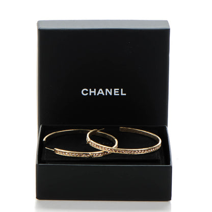 Chanel Crystal CC Hoop Earrings Gold Pale Pink 6 of 6
