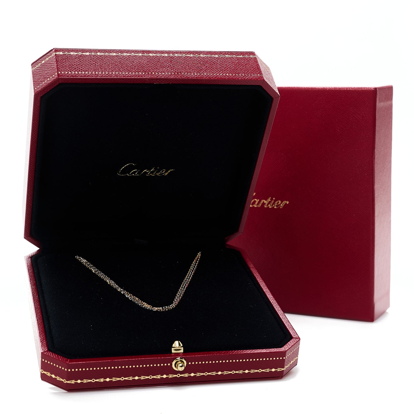 18K Pink Yellow White Gold Three Chain Necklace