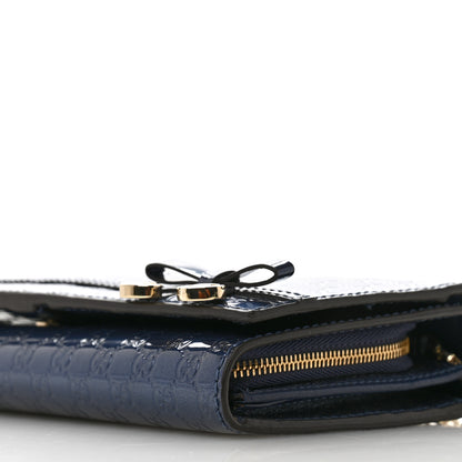 Gucci Metallic Patent Microguccissima Signature Chain Wallet Navy 11 of 12