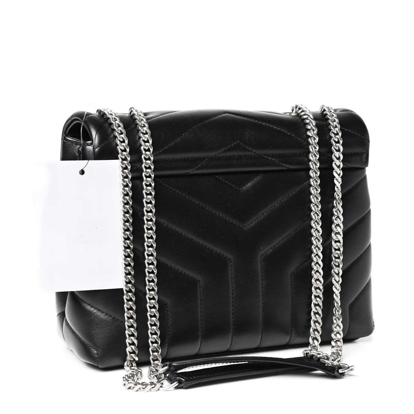 Calfskin Y Quilted Monogram Small Loulou Chain Satchel Black