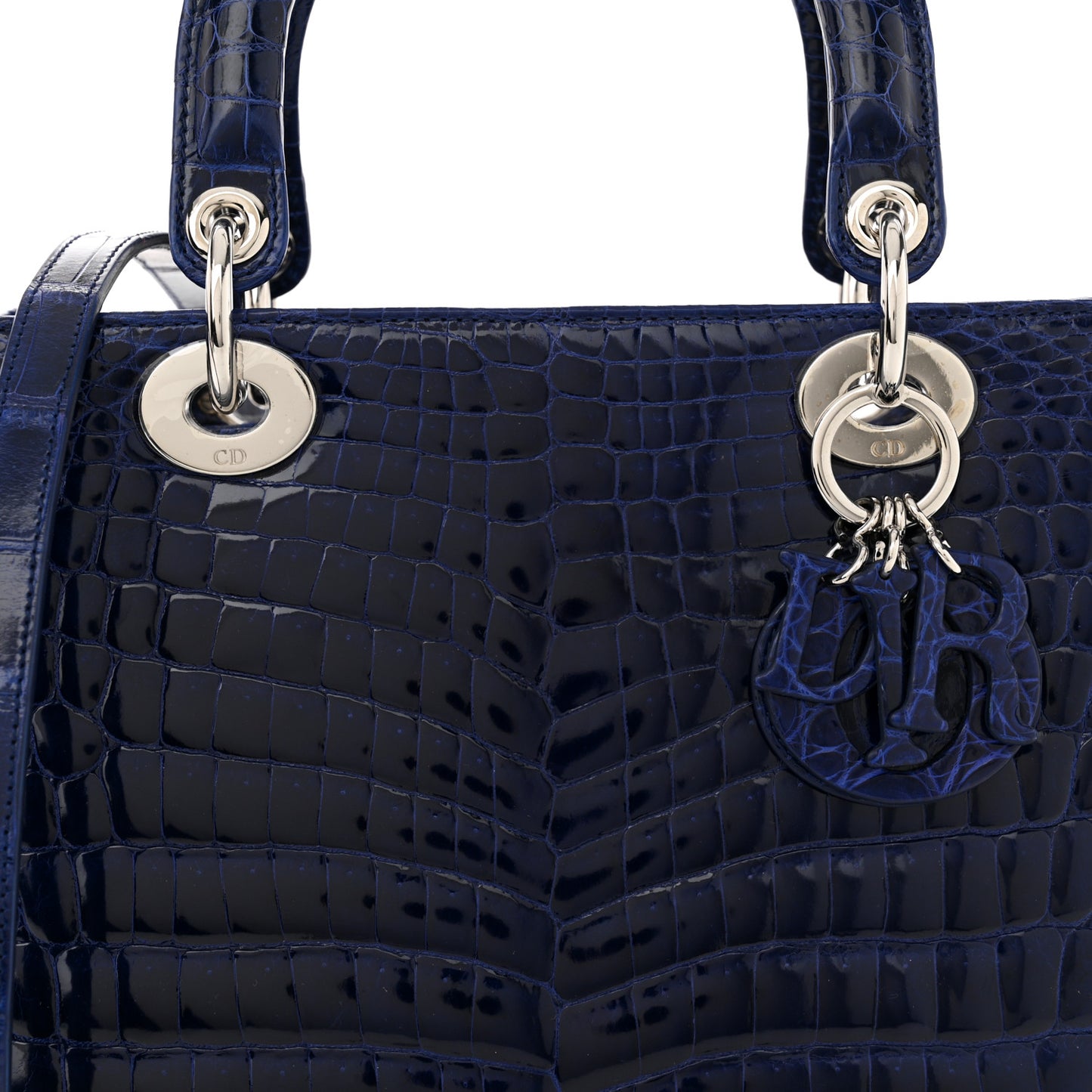 Alligator Medium Lady Dior Blue Roi