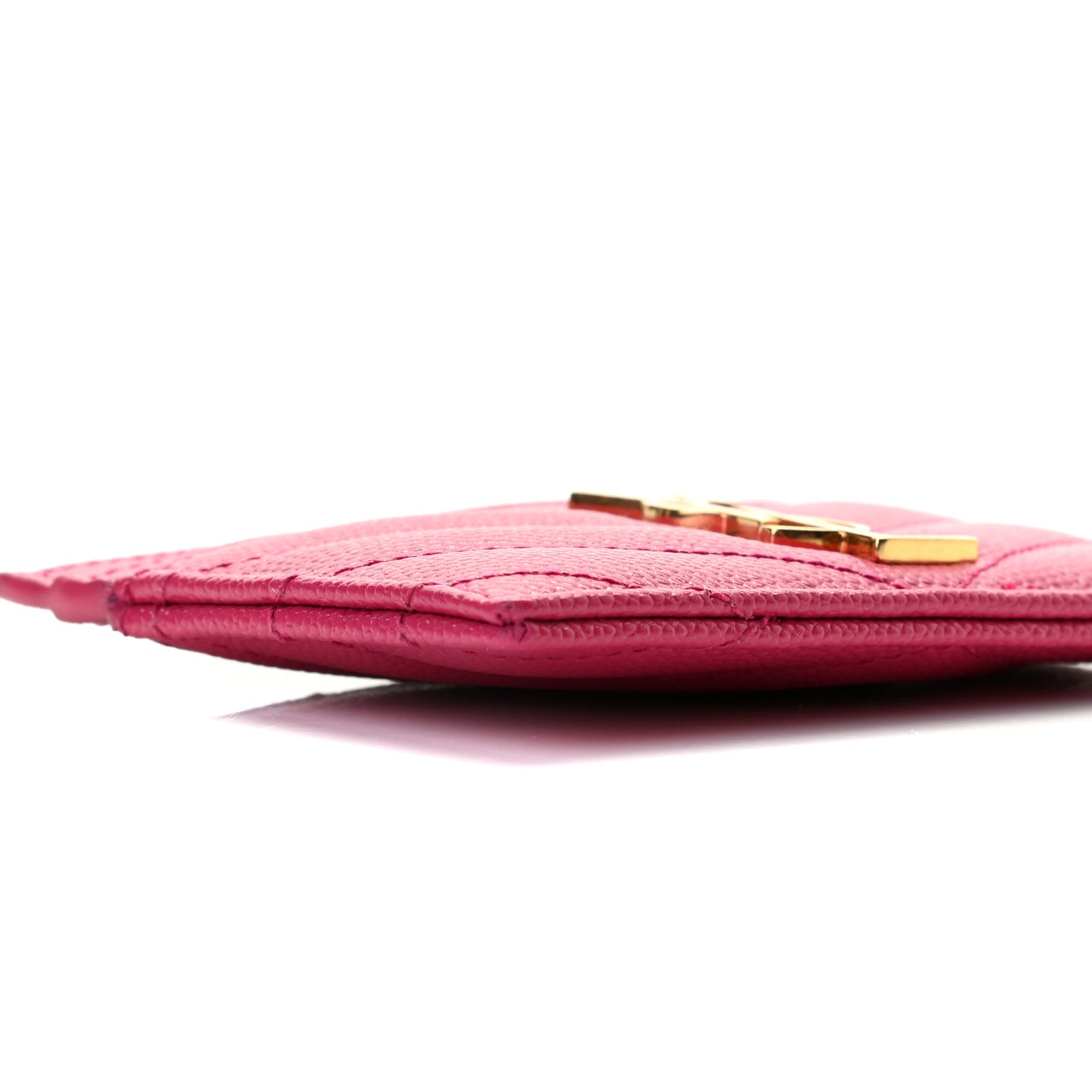 Grain De Poudre Matelasse Chevron Monogram Credit Card Case Fresh Fuxia