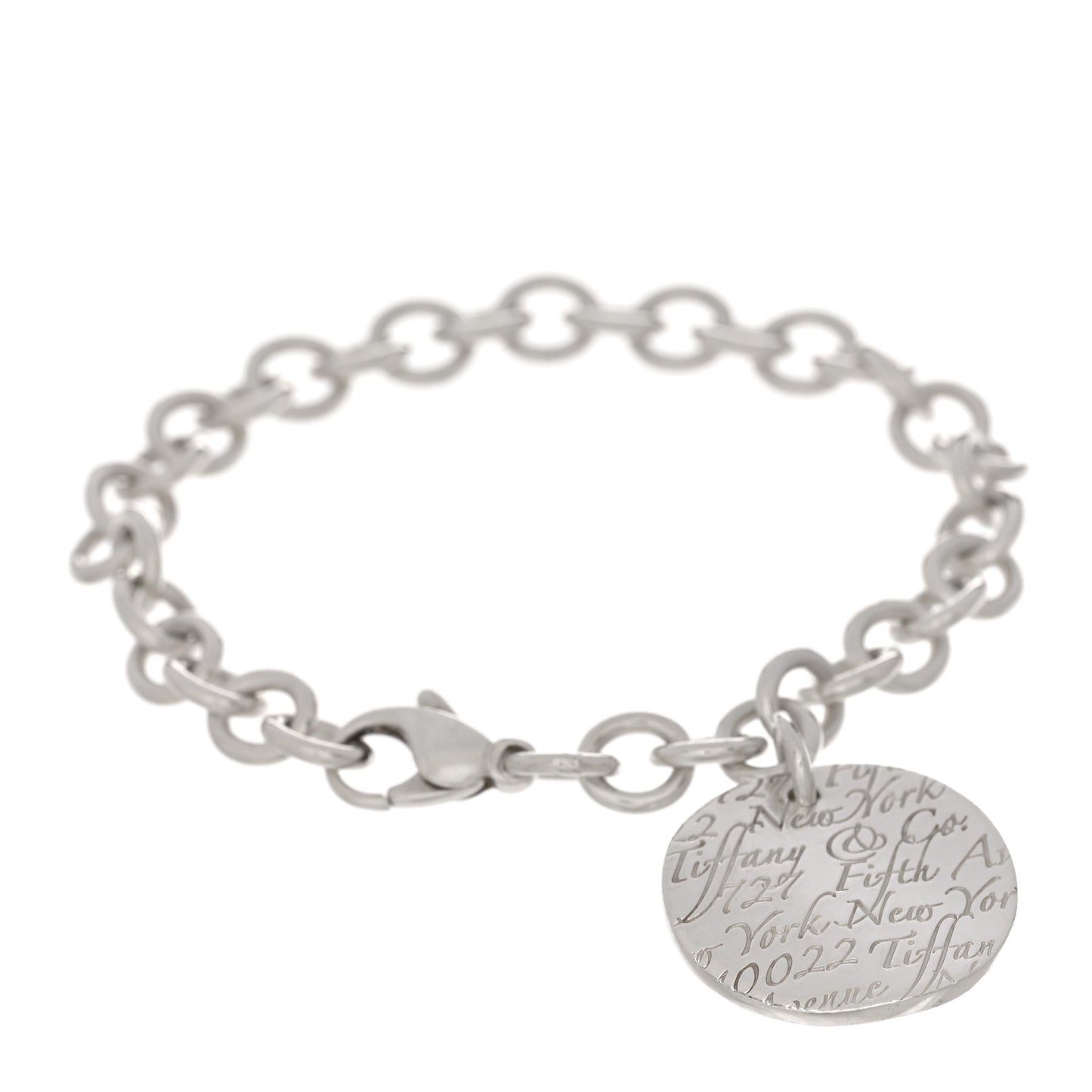 Sterling Silver Notes Round Tag Charm Bracelet