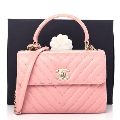 Chanel Lambskin Chevron Quilted Small Trendy CC Dual Handle Flap Bag Light Pink 10 of 10