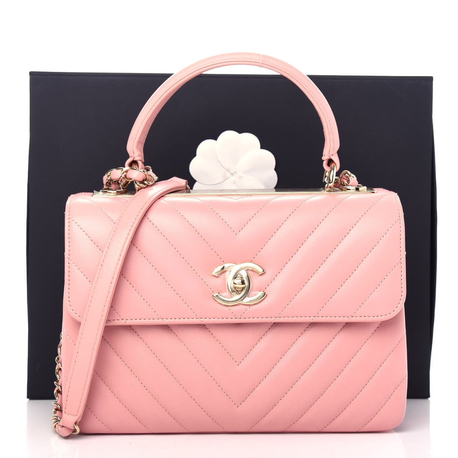 Chanel Lambskin Chevron Quilted Small Trendy CC Dual Handle Flap Bag Light Pink 11 of 11