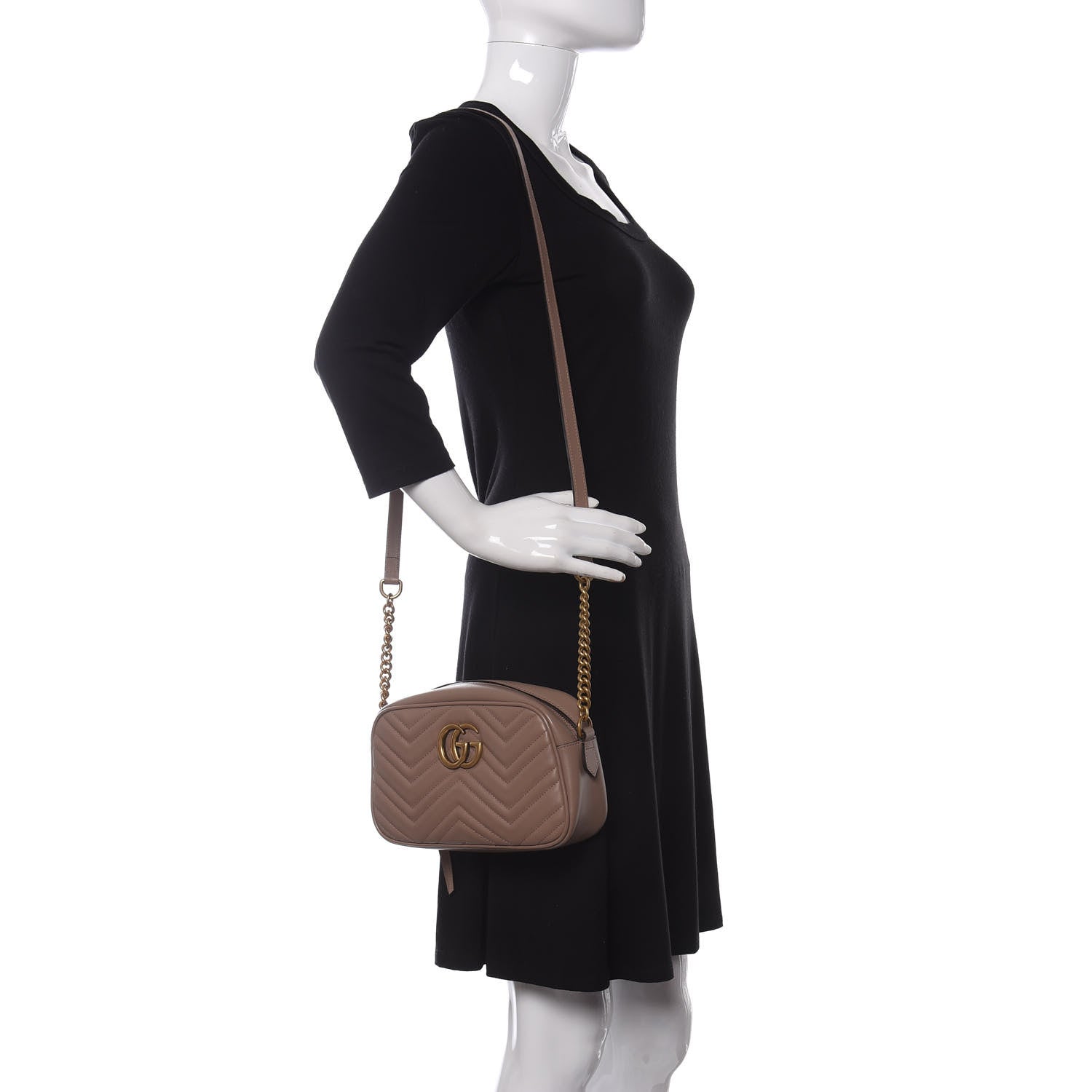 Gucci Calfskin Matelasse Small GG Marmont Chain Shoulder Bag Porcelain Rose 2 of 10