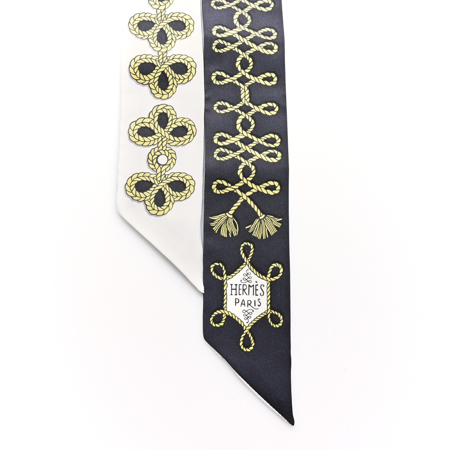 Hermes Silk Galons Et Brandebourg Twilly Black Gold White 2 of 4