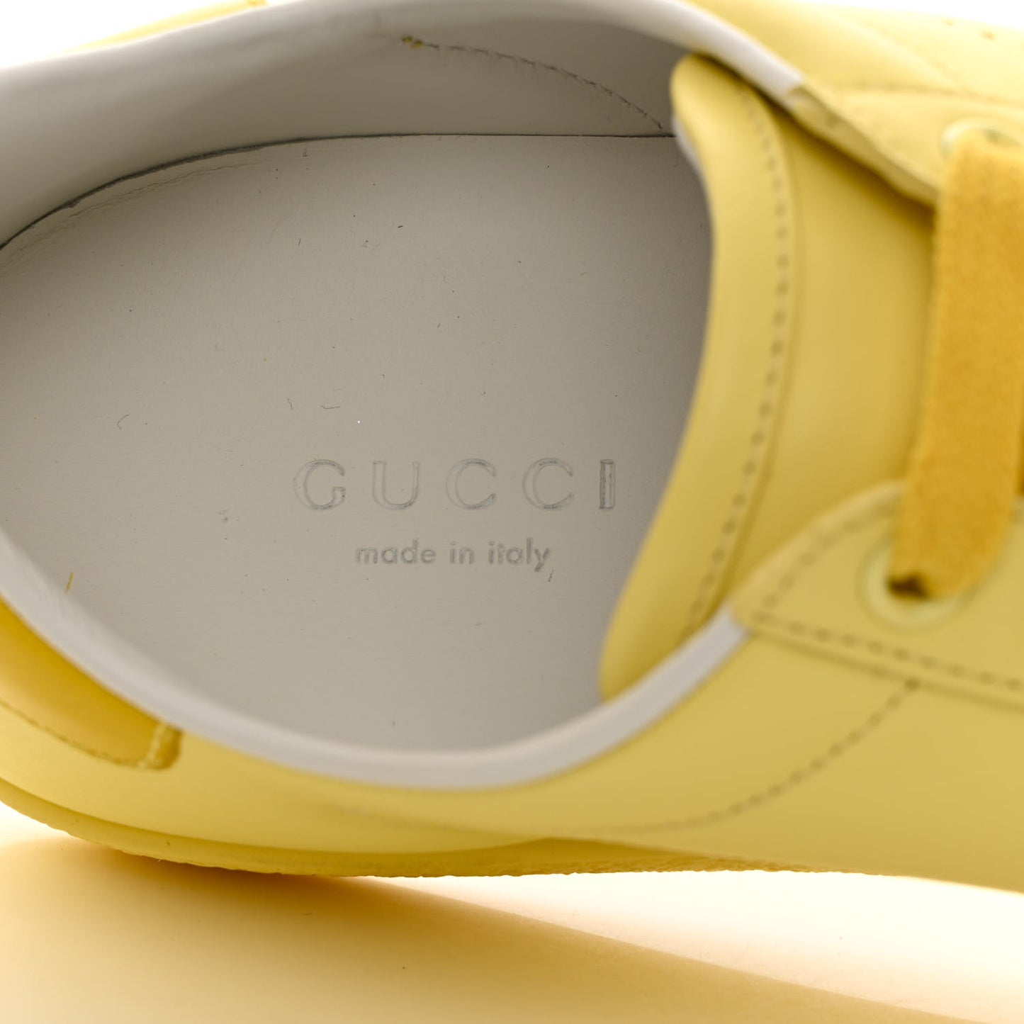 Calfskin Interlocking G Perforated Womens Ace Sneakers 37 Banana Straw Yellow