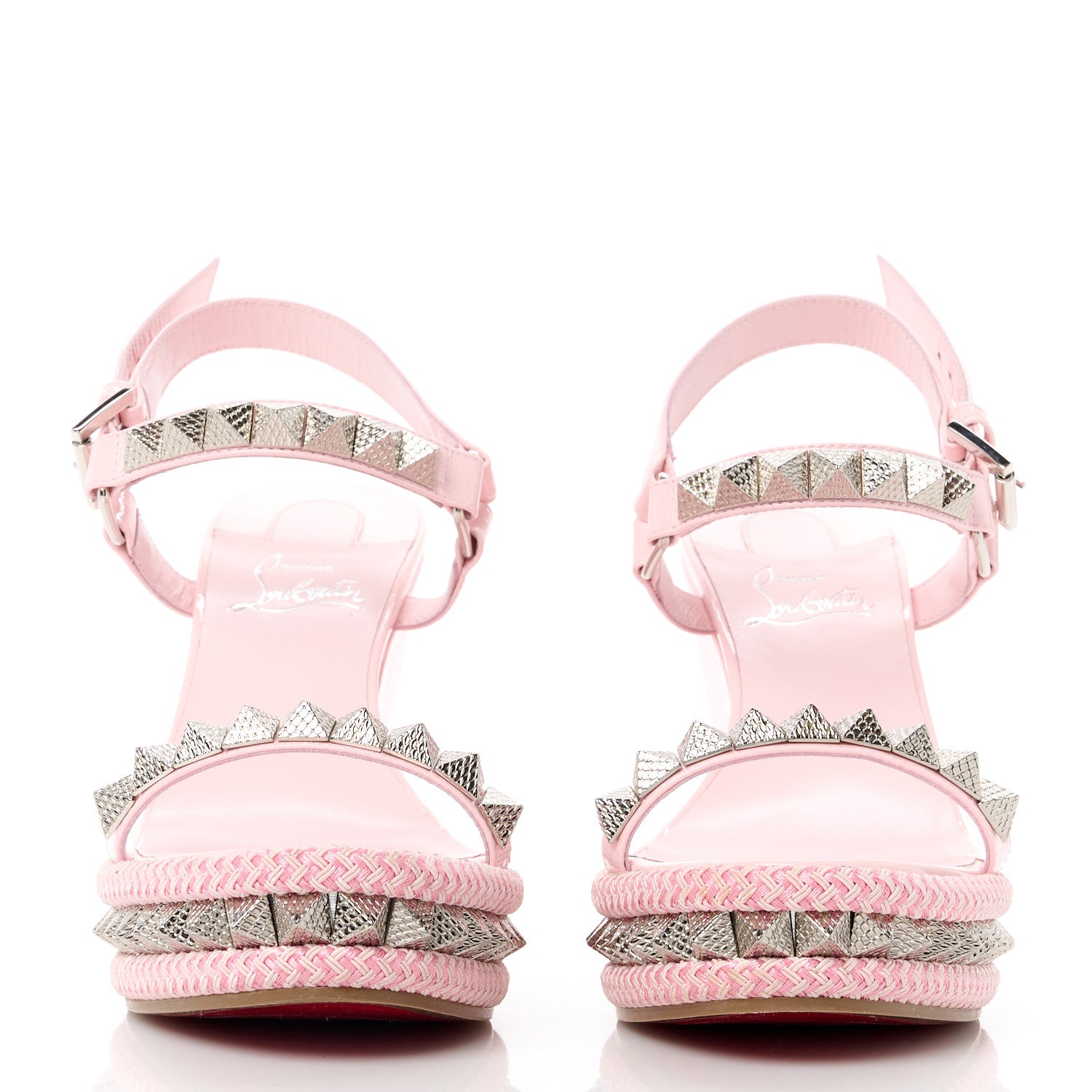 Christian Louboutin Patent Pyraclou 110 Wedge Sandals 38 Poupee 2 of 9