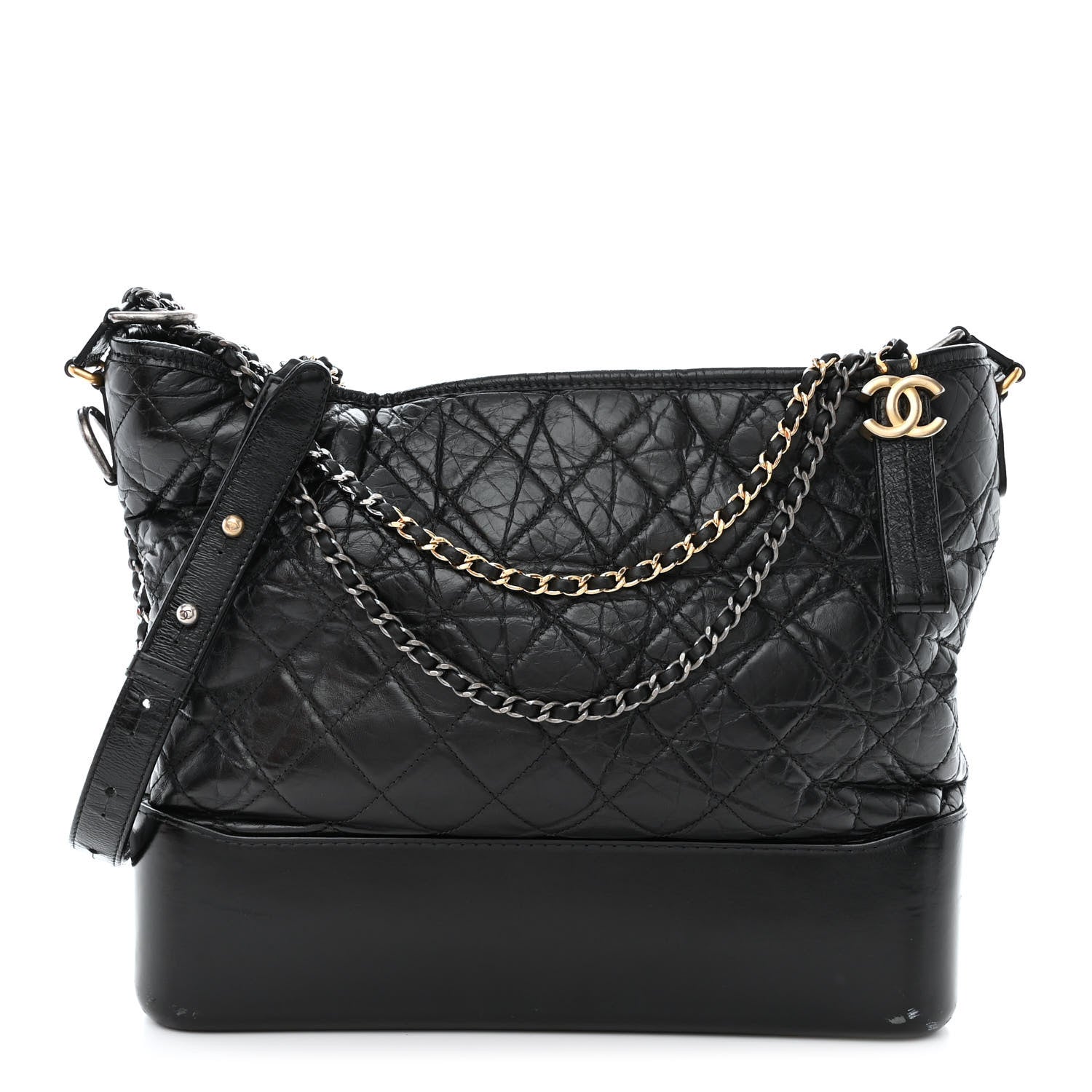 Chanel Aged Calfskin Quilted Large Gabrielle Hobo Black 1 of 13