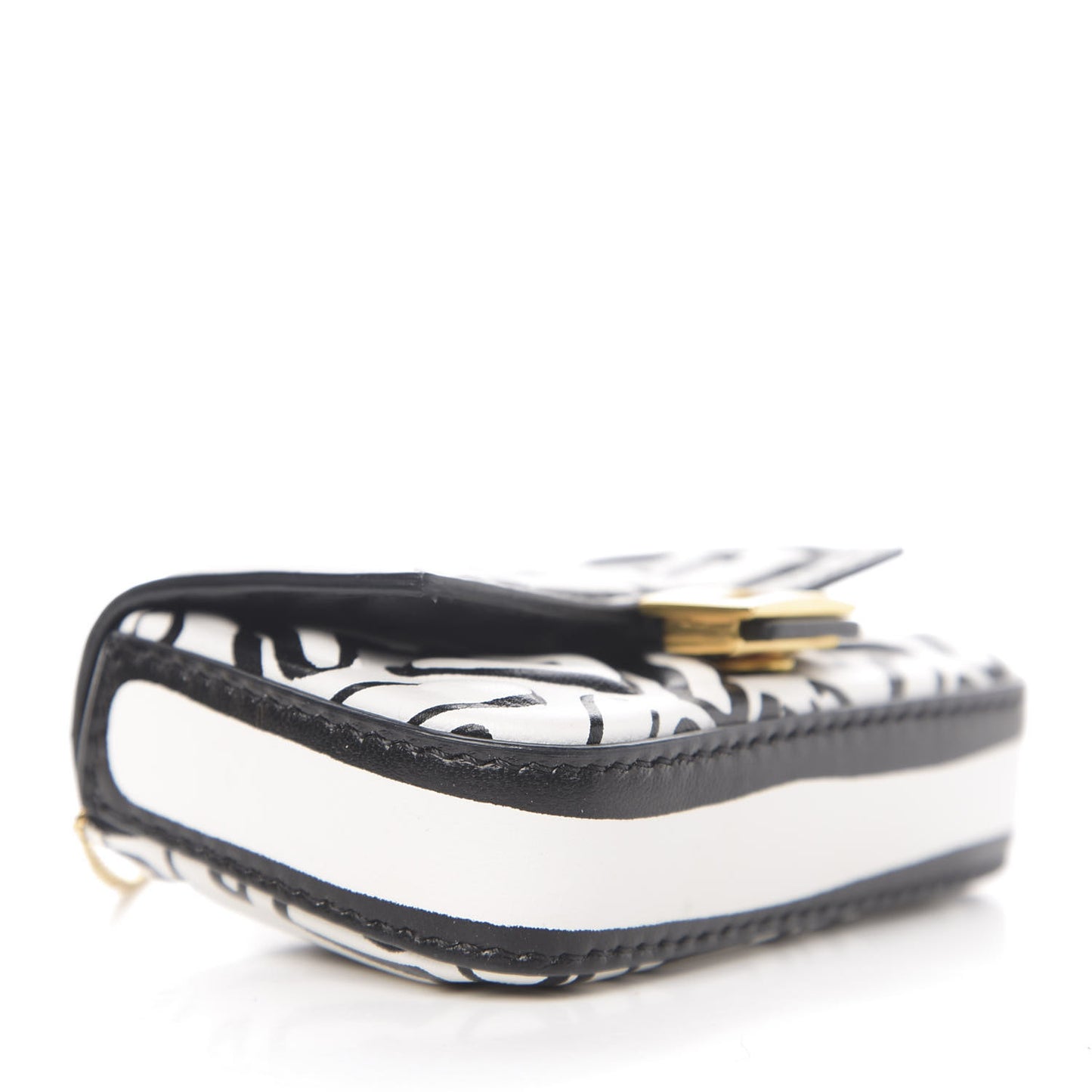 X JOSHUA VIDES Nappa Vitello King FF Embossed Nano Baguette Charm White Black