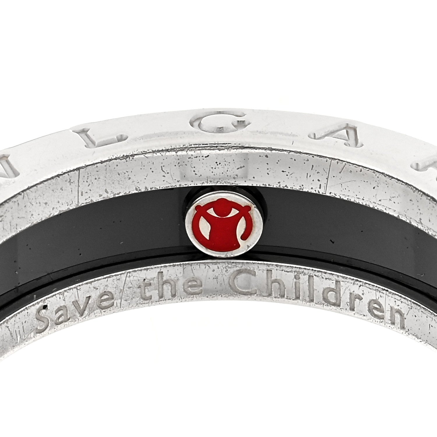 Bulgari Sterling Silver Ceramic Save The Children One-Band Ring 56 7.5 5 of 5
