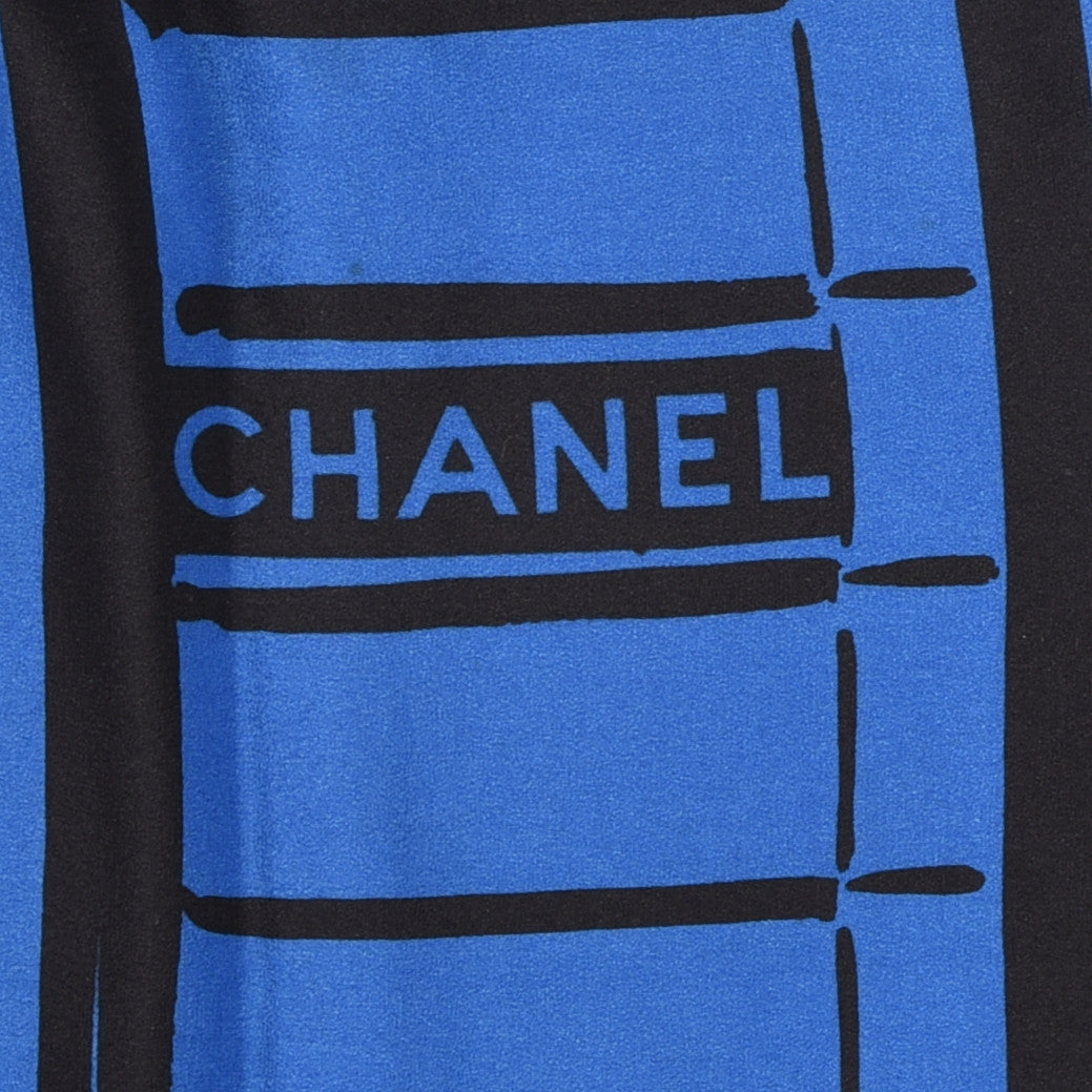 Silk Scarf CC Logo Blue Black