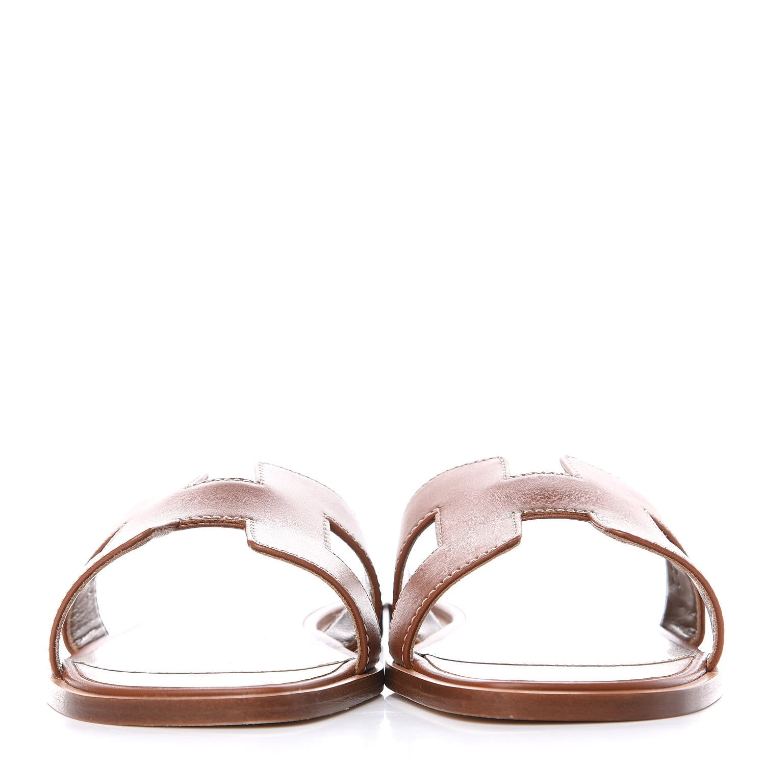 Hermes Box Calfskin Oran Sandals 37 Gold 2 of 8