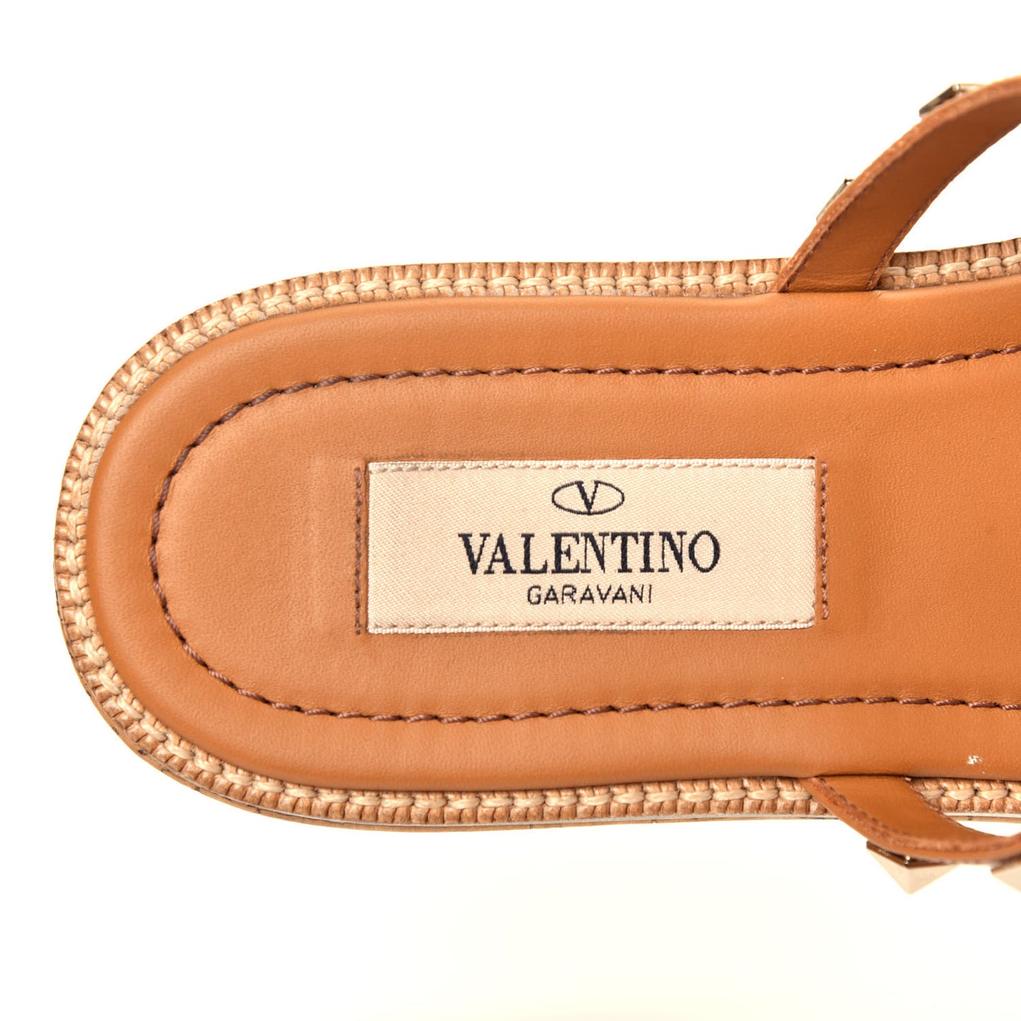 Calfskin Cork Rockstud Caged 30/50mm Platform Sandals 37.5 Tan
