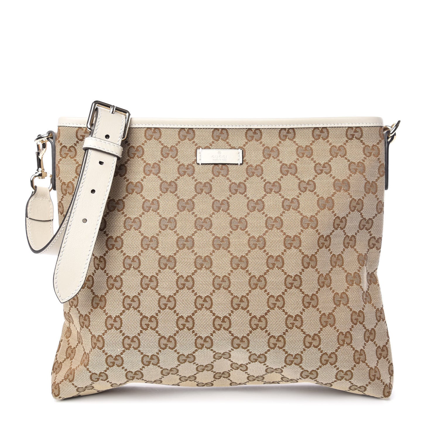Monogram Medium Flat Messenger Bag Off White