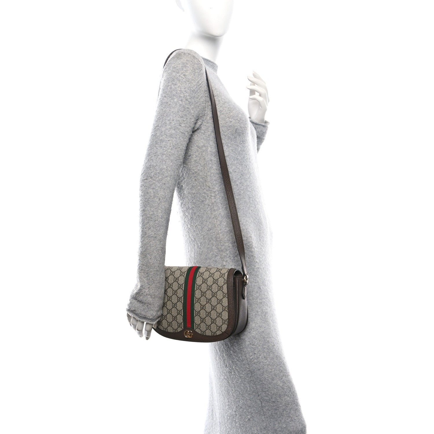 Gucci GG Supreme Monogram Web Small Ophidia Flap Messenger Bag Brown 2 of 12