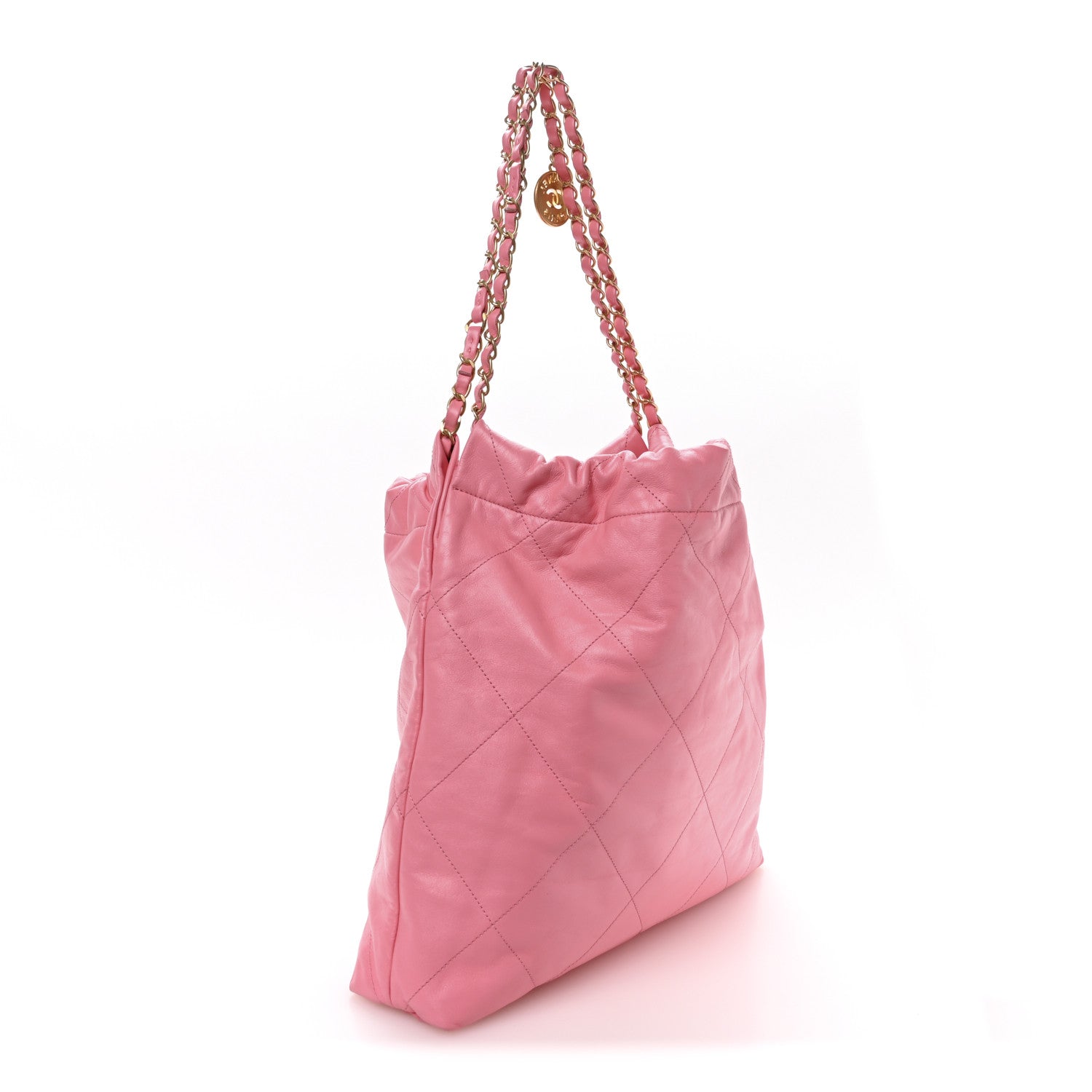 Chanel Shiny Calfskin Quilted Chanel 22 Drawstring Bag Pink 4 of 11