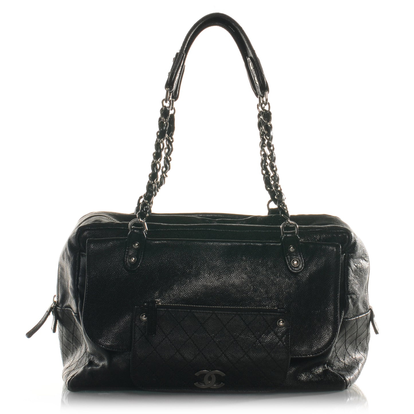 Glazed Caviar Pocket In The City Tote Black
