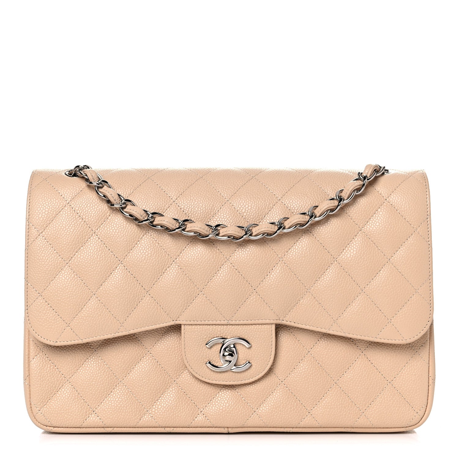 Chanel Caviar Quilted Jumbo Double Flap Beige 1 of 9