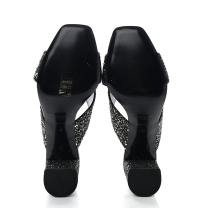 Saint Laurent SAINT LAURENT Glitter LouLou 70 Mule Sandals 39 Black 5 of 9